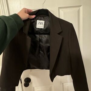 Zara cropped chocolate blazer